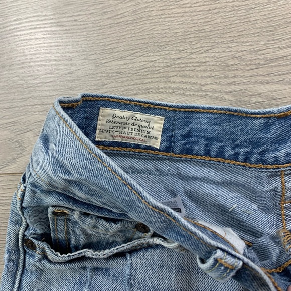 Levi’s 501 High Rise Raw Hem Cut Off Distressed Jean Shorts - Picture 5 of 12